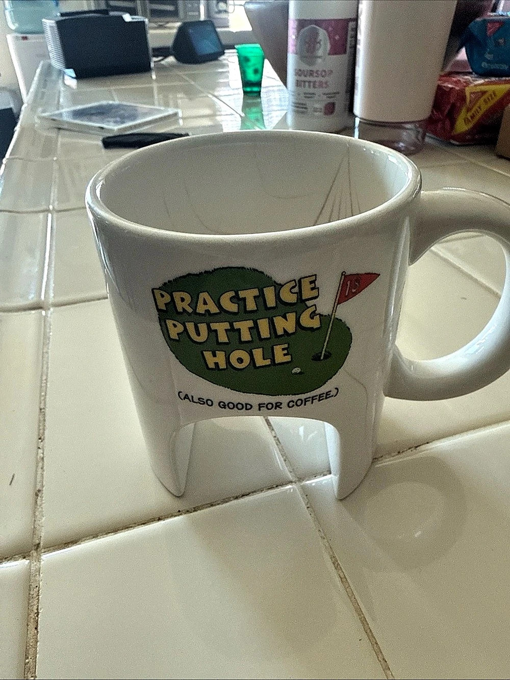 Hallmark Shoebox Practice Putting Hole Golf Mug White & Green